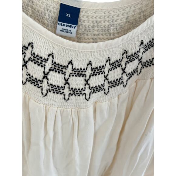 Old Navy Womens XL Cotton Dress Cover Up Embroidered Tiered Lined Peasant Boho - Picture 3 of 7